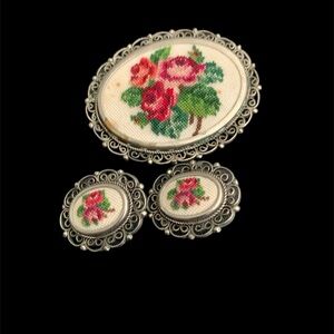 Vintage Brooch with Earrings